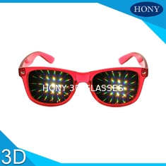 Durable Plastic Red 3D Firework Glasses 0.65mm Lens PC Frame