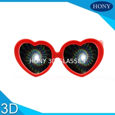 Colorful Frame 3D Fireworks Glasses , Plastic Red Diffraction Glasses