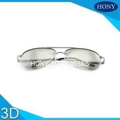 Metal Frame Linear Polarized 3D Glasses Silver White Scratech Protective Film