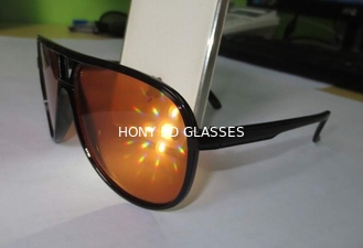 Amber Plastic Diffraction Glasses Aviator Style With Spiral Effect