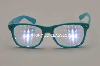 Purple Frame Plastic Diffraction Glasses  Style , Rainbow Prism Glasses