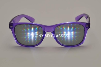 Hony Emerald Diffraction Film 3D Fireworks Glasses With Purple Frame