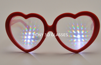 Red Frame Plastic Diffraction Glasses For Night Club , Dance Event