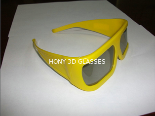 Yellow Plastic Frame Linear Polarized 3D Glasses For Tech Museum