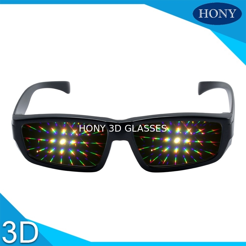 Wide Angle Diffraction Glasses With Rainbow Fireworks Lens For Events Use