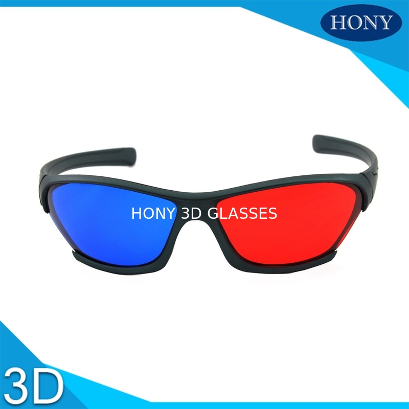 Plastic Anaglyph 3D Glasses Wide Angle Red Blue Lenses Black Frame