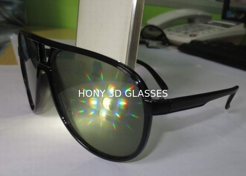 Black Plastic Diffraction Glasses , 13500 Lines Emerald Firework Glasses