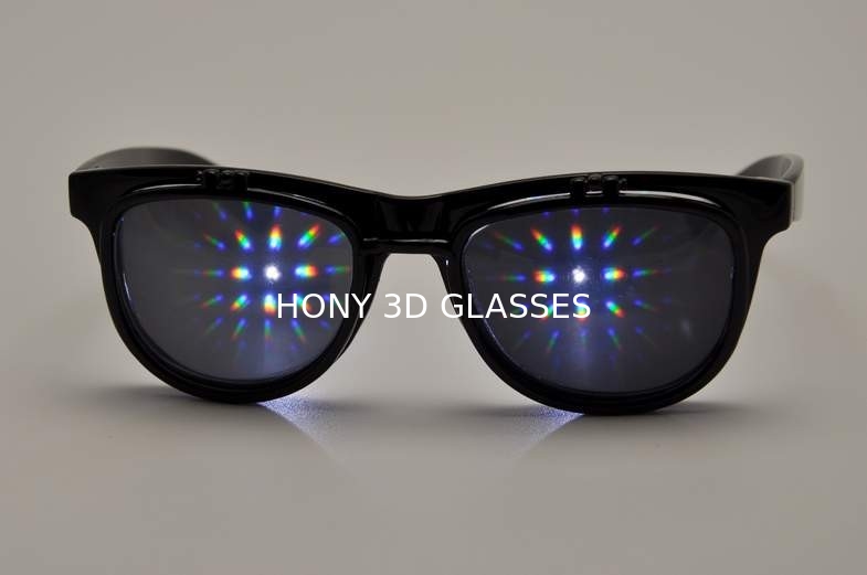Plastic Double Diffraction Glasses , Flip Up Sunglasses For Festival