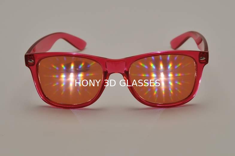 Orange 3D Fireworks Glasses With Amber Diffraction Grating Film