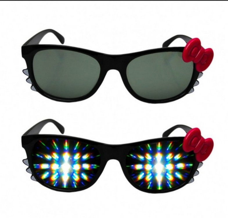 Firework Plastic Diffraction Glasses , Hello Kitty Rainbow Glasses