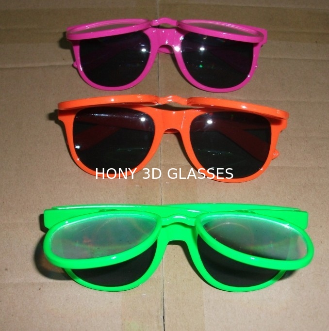 ODM flip style rainbow 3d fireworks glasses with colored PC plastic frame