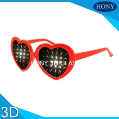 Colorful Frame 3D Fireworks Glasses , Plastic Red Diffraction Glasses