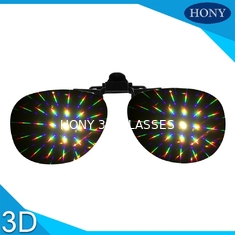 2016 TOP New clip on plastic fireworks glasses, rainbow glasses, diffraction glasses for near-sighted person