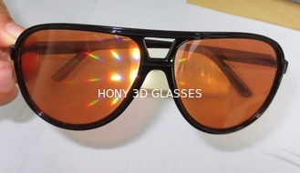 Amber Plastic Diffraction Glasses Aviator Style With Spiral Effect
