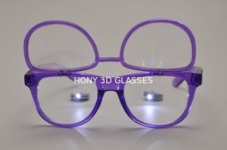 Transparent Purple Plastic Diffraction Glasses , Flip Up Glasses