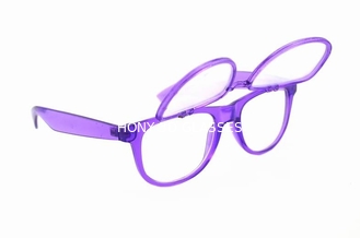 Transparent Purple Plastic Diffraction Glasses , Flip Up Glasses