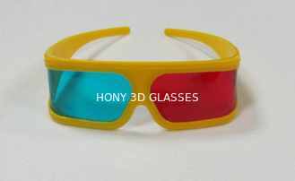 Polarized Plastic Red Cyan 3D Cinema Glasses With Yellow Frame OEM ODM