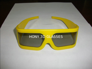 Yellow Plastic Frame Linear Polarized 3D Glasses For Tech Museum