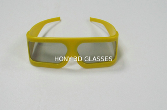 Yellow Plastic Frame Linear Polarized 3D Glasses For Tech Museum