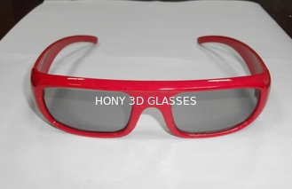 Red Frame Plastic Circular Polarized 3D Glasses For Cinema