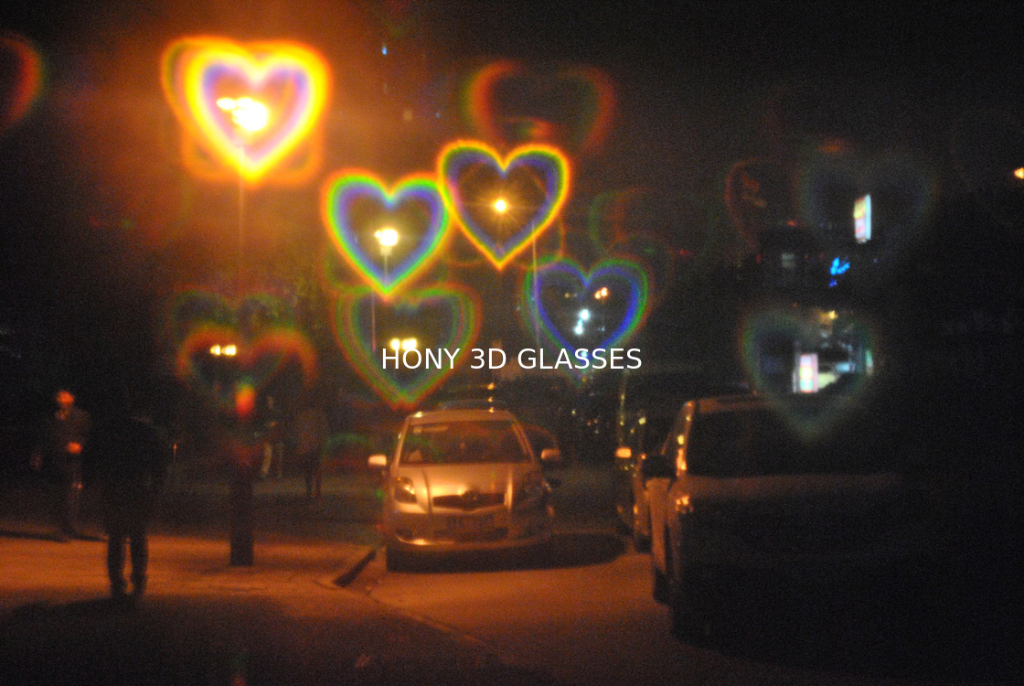 Heart Diffraction Glasses Rainbow Paper Glasses 250g Customzed Printing