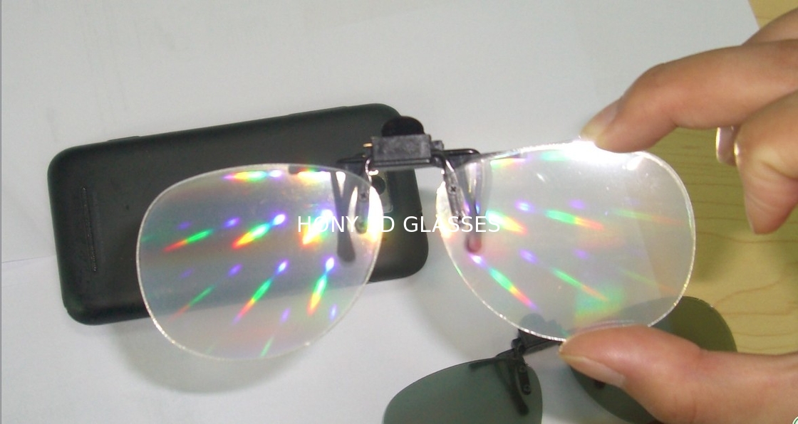2016 TOP New clip on plastic fireworks glasses, rainbow glasses, diffraction glasses for near-sighted person