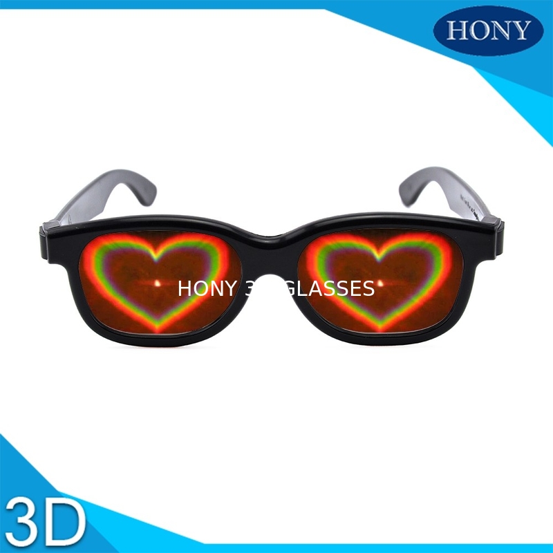 ABS Frame Heart 3D Diffraction Glasses Black Frame for wedding party