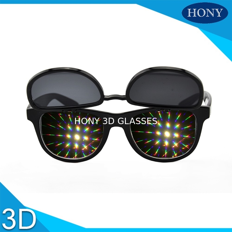 Amazing light 3D Diffraction Glasses flip up double lens 3d firework glasses