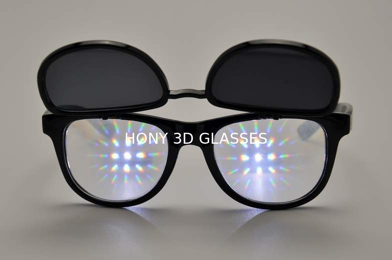 Disposable Plastic Diffraction 3D Fireworks Glasses Flip UP Style