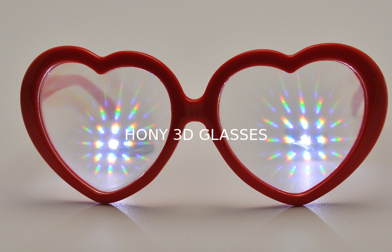 Hony Heart Shape Plastic Diffraction Glasses For Night Club