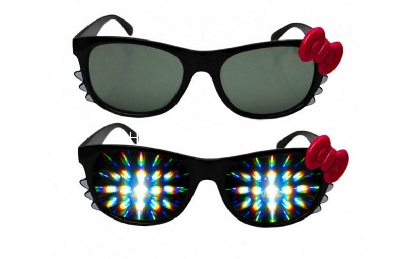 Promotional 3D Fireworks Glasses For Gifts , Girl Hello Kitty Plastic 3D Glasses