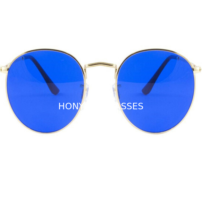 circular virtual Blue Color Therapy Glasses For outdoor activity